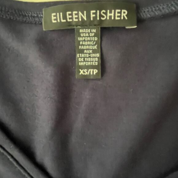 Eileen Fisher Dress XS Petite Navy Blue Tencel Knit V-Neck 3/4 Sleeve Minimalist - Picture 8 of 11